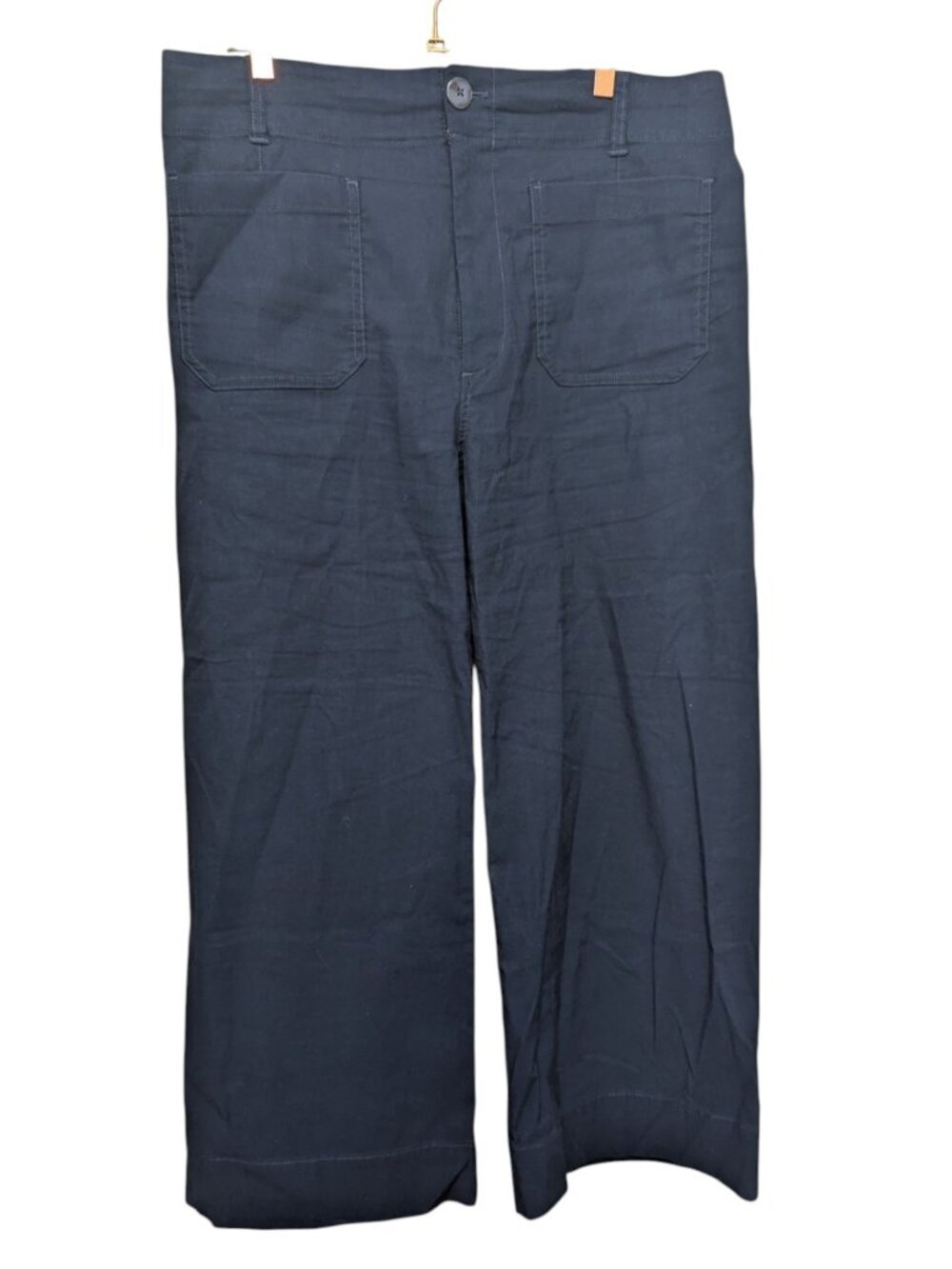Anthropologie Maeve Pants Size 33 Blue The Colette Linen Blend Wide Leg Cropped